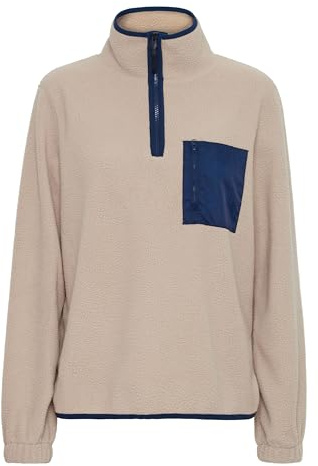 OXMO OXPiala Damen Pullover Teddy-Pullover Troyer