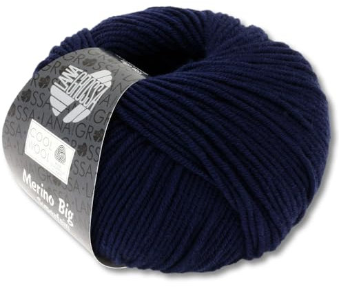Frida's Wollhaus Lana Grossa 50g Cool Wool Big Merinowolle Wolle Garn Häkeln Stricken 24 Farben (630 | Nachtblau)