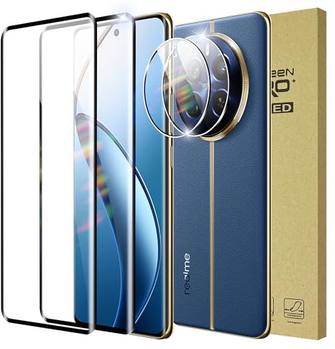 Rojeuinn [4 Pack] Protector de Pantalla para Realme 12 Pro/Pro Plus 5G,[2 Pack] Cristal Vidrio Templado y [2 Pack] Protector de Lente de Cámara,Anti-Arañazos-dureza 9H Cristal Templado
