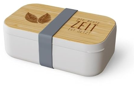Rungassi Brotdose Brotbox Vesperdose Lunchbox RELAX (Beige - Die beste Zeit ist jetzt)