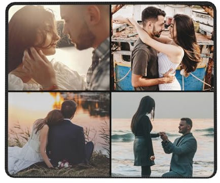 Customised Photo Mouse Mat Non-slip Mouse Pad with Pictures/Text/Logo Personalised Mouse Pads for Gifts for Birthday Christmas Anniversary, Design Your Own Desk Mat with Printed Collage 4 Images