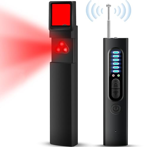 Lvozize Detector de Camaras y Microfonos Ocultos, 3 en 1 Detector de Cámara Espía/Microfonos/GPS, Sensibilidad Ajustable, Hotel/Oficina/Residencia/Coche