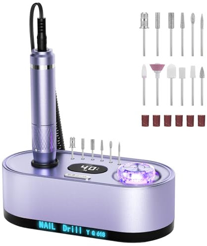 GOLEEXU Nail Drill with Electric File: Professional 40000RPM Electronic File Kit, Electronic File Machine for Shaping, Buffing and Removing Acrylic Gel Nails, Manicure and Ping Kit