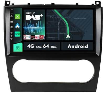MISONDA 9 Zoll IPS DAB+ Android 14 Doppel DIN Autoradio Für Mercedes-Benz C-Class W203 W209 C180 C200 CL203 C209 (2004-2007) Rückkamera|6G+128G|Carplay|DSP| Unterstützt WiFi/BT//MirrorLink/SWC/FM/RDS