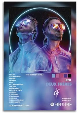 NUSLNG PNL Album Deux Frères Poster, Kunst-Cover, Raumdekoration, ästhetische Schlafzimmerdekoration, Leinwandposter für Schlafzimmer, 30 x 45 cm, ungerahmter Stil
