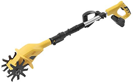 KiwiHood Elektrischer Kultivator Handgriff Tragbare Schnurlose Bodenfräse Kultivator 4 Zoll breit Batteriebetriebene Gartenfräse Mini Rototiller für Gartenarbeit mit 2000mAh Batterie