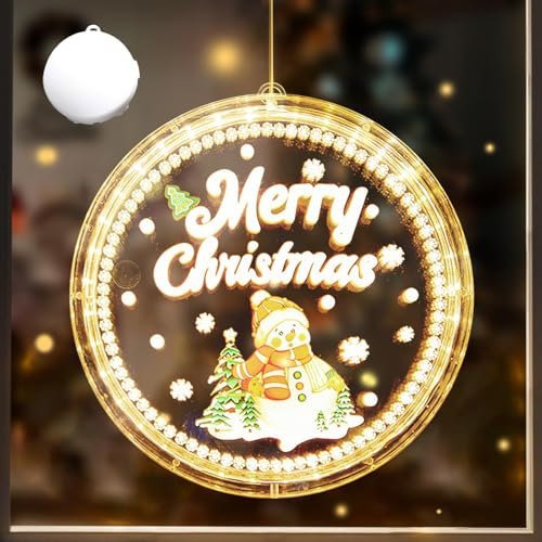 DAZZTIME Luci Sospese Con Ventosa, Albero di Natale 3D da Appendere, Luce a Sospensione LED per Finestra, Camera da Letto, Esterno - Bianco Caldo