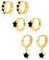 ALEXCRAFT Schwarz Stern Ohrringe Gold Creolen Set Klein Damen 14K Vergoldete Ohrringe für Frauen Freundin Mama