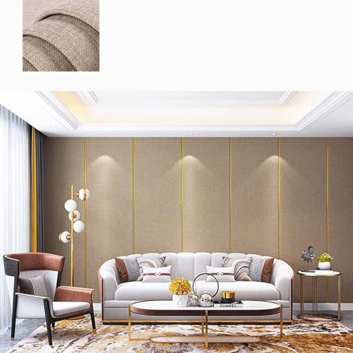 Panneaux de papier peint en lin pour isolation thermique et acoustique - Décoration d'intérieur pour chambre à coucher, salon, cuisine, mur TV
