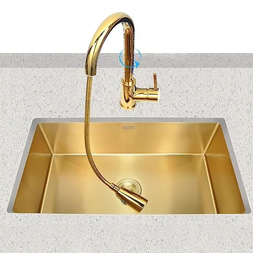 JXDWTL Fregadero de Cocina de Acero Inoxidable, Grifo extraíble, Fregadero bajo encimera, Barra, Accesorios completos/a/60 * 40 * 21 cm