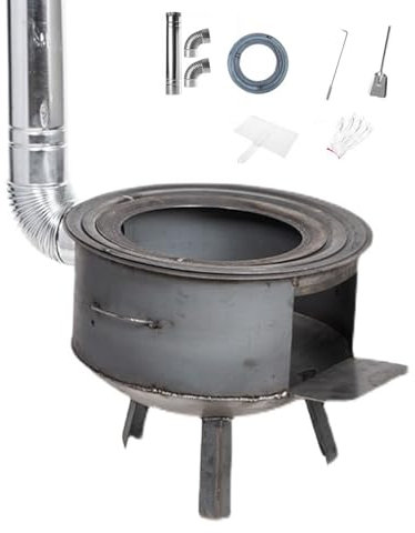 Estufa de Leña Camping Soldadura de Una Pieza, con Tubo de Chimenea, Estufa de Cocina para Interiores y Exteriores(48 * 40cm)