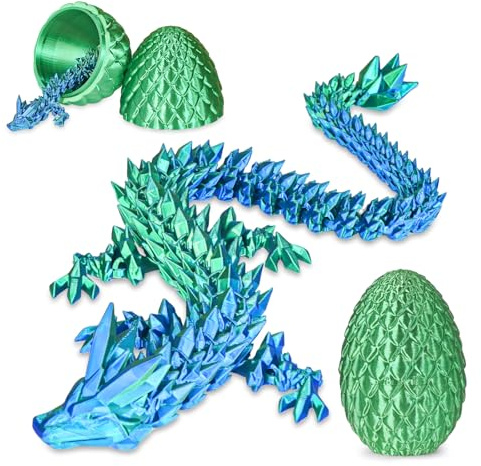 Überraschungs-Drachenei mit Drache im Inneren Geschenke für Kinder und Erwachsene 3D-gedrucktes Fidget-Spielzeug perfekt für Weihnachten Ostern Geburtstage Deko Stressabbau(Weihnachtsgrün, Mittel)