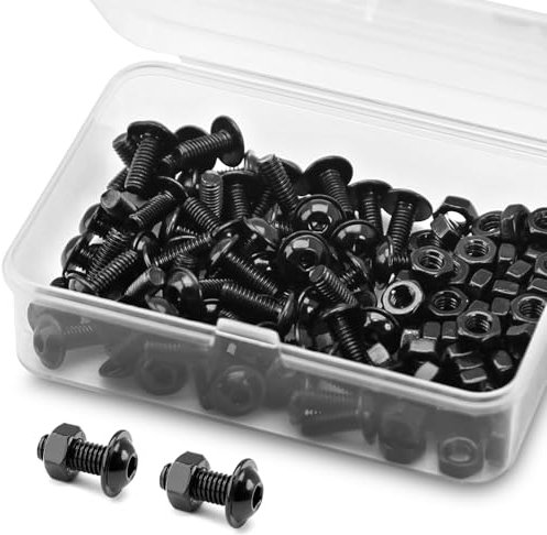 (60 sets) M4 x 10mm Hex Socket Screws with Flange and Nuts Set, 304 Stainless Steel Black Oxide, Pan Head Screws, Flange bolts, Flange screws