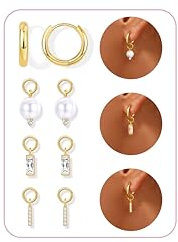 Dochais Ohrringe Silber 925, 14K Gold Ohrringe Set B, Huggie Creolen,5A CZ Creolen Tropfen Baumeln Ohrringe Gold Creolen für Frauen Damen Wassertropfen Ohrhänger Schmuckgeschenke