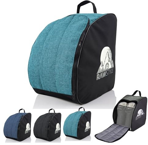 Rawstyle Skischuhtasche Skistiefeltasche Rucksack Helm Hart-Soft-Boots Inliner Bootbag Tasche Skischuhe Modell 3 (meliert türkis)
