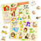 2 Stück Bauernhof Holzpuzzles,Puzzle zur Erkennung Von Tierformen,Steckpuzzles für Kinder,Baby Puzzle,Dschungeltiere Greifpuzzle Holz,Geschenk für MäDchen und Jungen Ab 2 Jahren