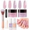 Aokitec Nail Dipping Powder Kit - Pink & Glitter Dip Nail Powder with Dip Liquid Nail Supplies for Nail Art, Dip Powder Nail Kit for Vocation Travel, Nail Set for Easy Carry, Gift for Women & Girls