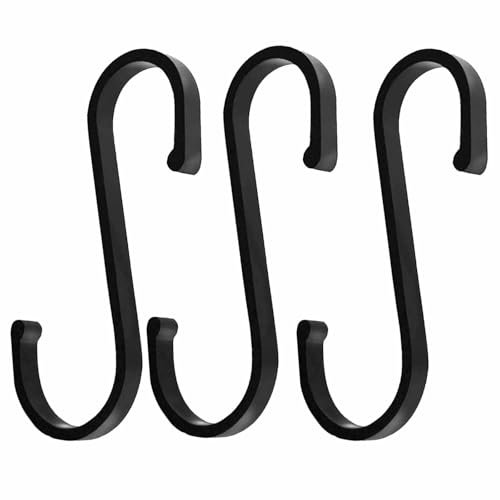 S Hooks S Shaped Hooks Heavy Duty S Hooks for Hanging Pots and Pans, Plants, Coffee Cups, Coats, Bags, Towels in Kitchen, Bedroom, Office, Garden, Bathroom, 10 Pcs (Matte Black)
