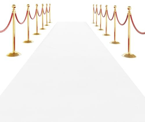 SK Studio Tapis de Passage Tapis de Piste d'Épaisseur avec 1 Bande de Tapis pour Mariage Noël Thanksgiving Accessoires de Plein Air, Tapis de Couloir Fête Mariage, Blanc, 1 x 3 m