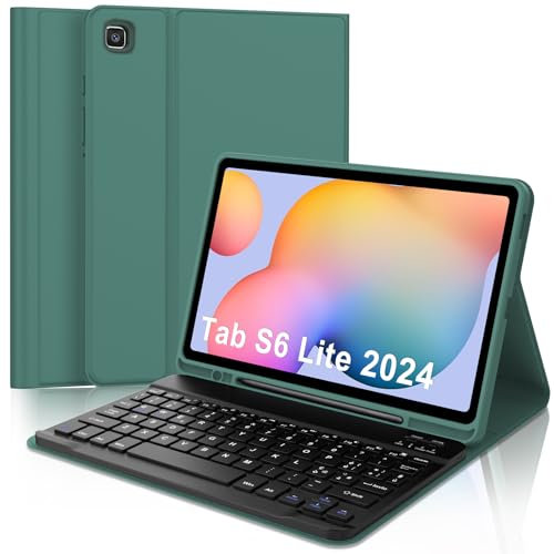JADEMALL Tastiera per Samsung Tab S6 Lite 2024 10.4 - Custodia con Italiana QWERTY Layout Tastiera Bluetooth con Portapenne per Samsung Galaxy Tab S6 Lite 2024/2022, Verde scuro