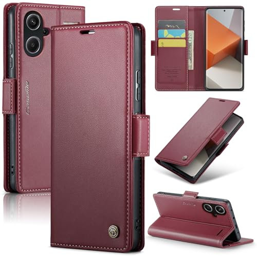 Rerzoiro Coque pour Xiaomi Redmi Note 13 Pro Plus 5G/13 Pro+ 5G, Étui Housse en RFID Protection Premium PU Cuir Portefeuille Rabat Case Magnétique Stand, Étui Case pour Redmi Note 13 Pro+5G, Rouge
