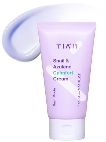 TIA'M Snail & Azulene Calmfort Cream 100ml – Beruhigende Gesichtscreme mit Schneckenschleim & Azulene für empfindliche Haut, Feuchtigkeitsspendend & Hautbarriere-stärkend