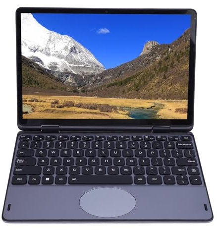 Laptop Convertibile da 11 Pollici, Computer per Laptop 2 in 1 con Touchscreen FHD a 360 Gradi, SSD da 8 GB DDR4 RAM 128GB, Processore a (GREY)