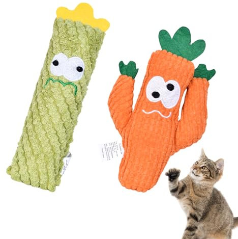 Marjoramy 2 Stück Spielzeug mit Katzenminze,Katzenminze Plüschtiere,Katzenminze Kissen,Kaktusform Katzenplüsch Kauspielzeug,für Katzen Zum Kratzen, Spielen und Kaue