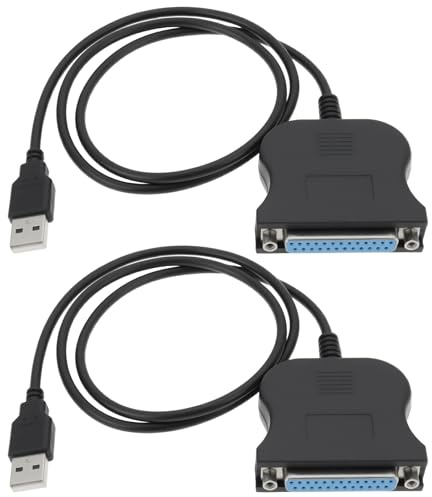 OTOTEC 2 adaptadores de cable de impresora paralelo USB a 25 pines DB25 de 80 cm para impresora, color negro
