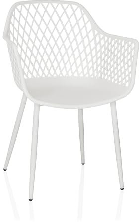 hjh LIVING Schalenstuhl mit Armlehne, wetterfest BEGIO L Kunststoff Stuhl In- und Outdoor für Garten, Terrasse oder Esszimmer, Weiß
