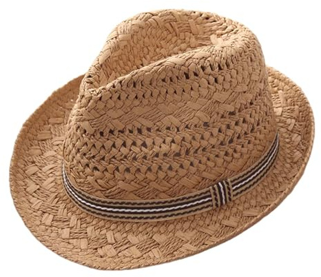 Générique Capelli Cappello da Sole per Bambini per Ragazzi e Ragazze in Paglia per Estate Spiaggia Giochi All'Aperto a Large Bordo, Leggero Traspirante e Regolabile Piccolo Ragazzo