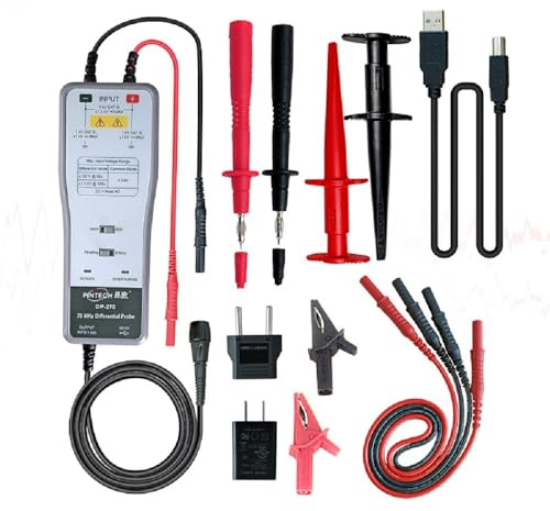 PINTECH High Voltage Differential Active Probe 2600V, 70MHz, 50X/500X Attenuation Rate Oscilloscope Probe Kit DP-270