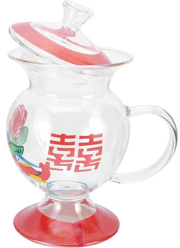jojofuny Novelty Glass Mug with Lid Spittoon Shape Red Funny Water Cup Unique Gathering Mug Household Drinkware