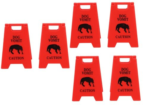 outdoorm 6 pièces Panneau d'avertissement de vomi de Chien imprimé drôle Panneau d'avertissement de vomi d'animal de Compagnie pour la décoration de Rappel de Bureau à Domicile de (Rouge)