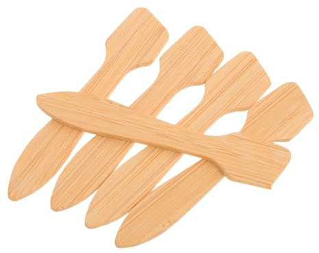 VILLCASE Flat Wooden Makeup Applicators for Facial Mask Application and Skincare Products Mini Bamboo Spatula Set 5pcs Easy to Clean, for Home and Travel Use