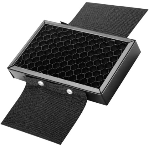 HAKIDZEL Griglia Nido D'ape per Flash Portatile Nero in Metallo Chiusura a Gancio e Asola per Controllo Luce Sicuro ed Ecologico per Fotocamere