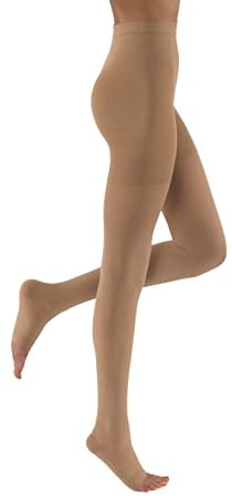 JOBST Relief Waist High 20-30 mmHg Compression Stockings Pantyhose, Open Toe, Beige, Medium - 7847702
