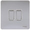 Schneider Electric Ultimate Screwless Flat Plate - Double Rocker 2 Way Light Switch, Single Pole, 16AX, GU1422WPC, Polished Chrome with White Insert