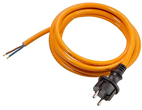 as - Schwabe PUR Baustellen-Anschlussleitung 5 m – Robuste Leitung 230 V, 16 A mit Polyurethan-Außenmantel H05BQ-F 2x1,0 - Konturenstecker, Ende 30 mm abgemantelt, Orange – IP44-70913