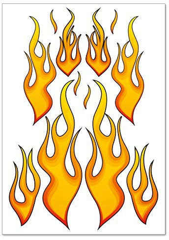 Racing Aufkleber Fire Flames Feuer Flammen Sticker Set - 12 Aufkleber auf DIN A4 Bogen