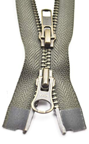 YKK Reißverschluss 2 Wege teilbar olivgrün 85 cm Metall Metallzähne
