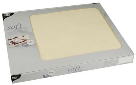 Papstar, 100 Tischsets, stoffähnlich, Vlies soft selection 30 cm x 40 cm creme, #82319
