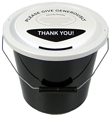 Charity Money Collection Bucket 5 litres - Black