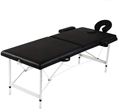 vidaXL Massageliege Klappbar 2-Zonen mit Aluminiumgestell Schwarz