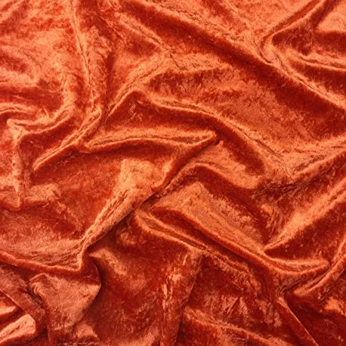Premium Crushed Velvet, Craft Dress Fabric Curtain Material 60 - 150cm Width (Burnt Orange)