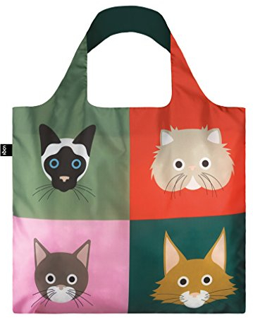 LOQI Artist Stephen Cheetham Cats Bag Strandtasche, 50 cm, 20 liters, Mehrfarbig (Multicolour)