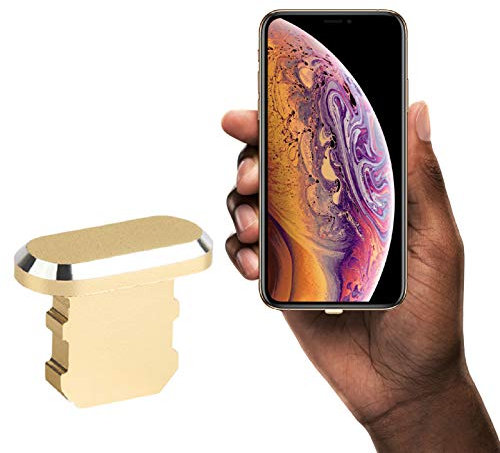 innoGadgets® Staubschutz Stöpsel kompatibel mit iPhone X/Xs/Xr/11/11Pro/SE/12/12Pro/13/13Pro/14/14Pro | Staubstecker, Schutz für Lightning Anschluss | Aluminium | Gold