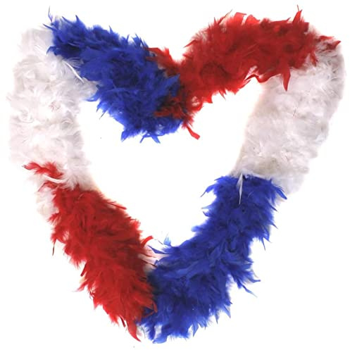 RED, WHITE AND BLUE FEATHER BOA - UNITED KINGDOM FLAG COLOURS FEATHER BOA SPORTS UNION JACK BOA (PACK OF 1)