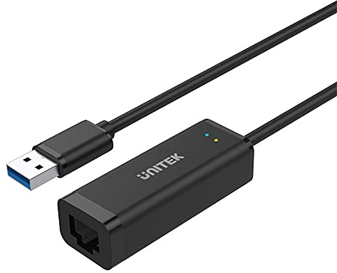 Unitek USB zu Gigabit Ethernet Adapter │ USB A auf RJ45 LAN Ethernet 10/100/1000 Mbps Konverter│ USB 3.0 5 Gbps │ Schwarz, Kabel 12 cm │ Neztwerkadapter für Win, Mac, Linux│Plug&Play