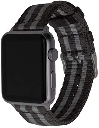 Archer Watch Straps - Bracelets en Nylon Texture Ceinture de Sécurité pour Apple Watch (Noir et Gris/Gris Sidéral, 44/45/46/49mm)